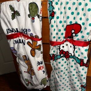 Selling both together hello kitty Christmas blanket and shrek Christmas blanket